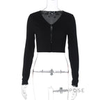 Mercedez Ribbed Button-Up Crop Top