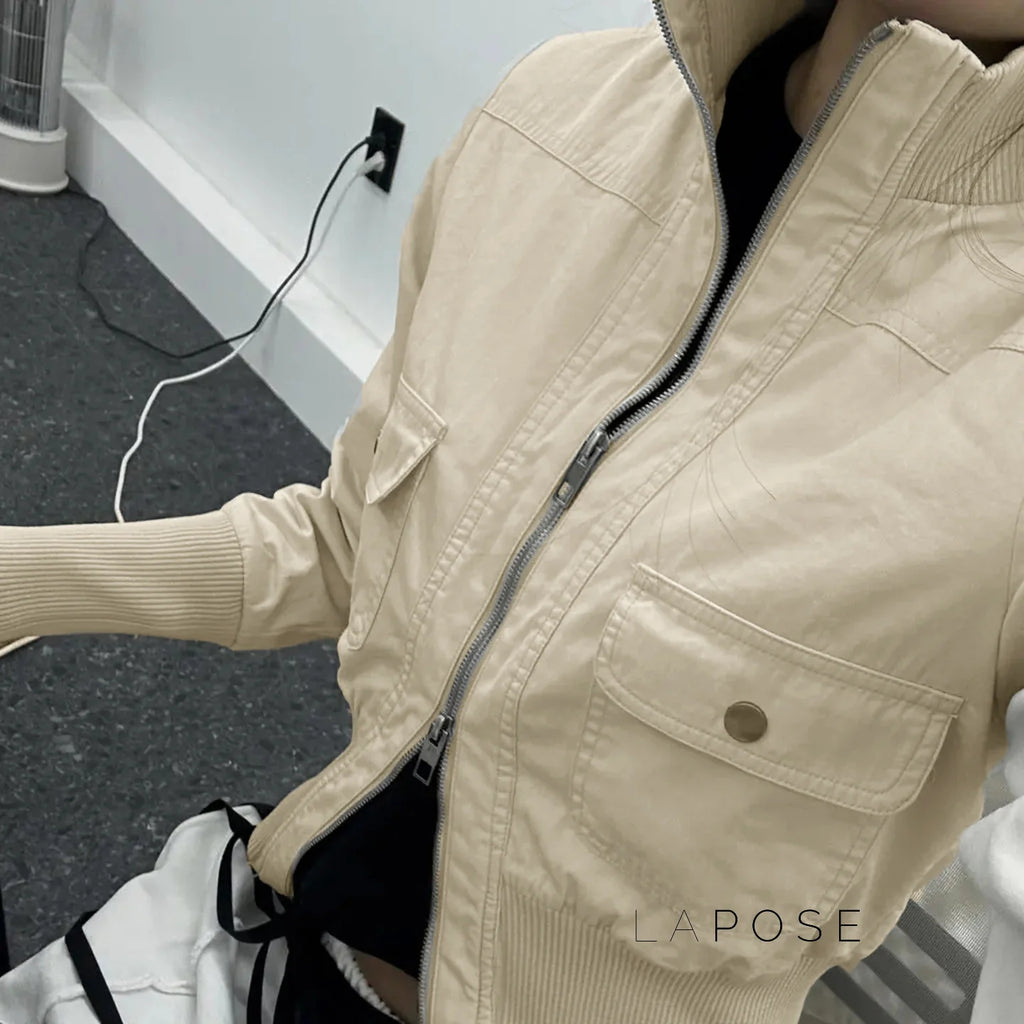 Miamor Ribbed Patchwork Utility Jacket