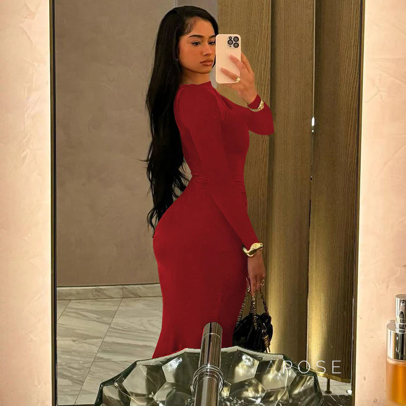 Mildred Pleated Long Sleeve Dress