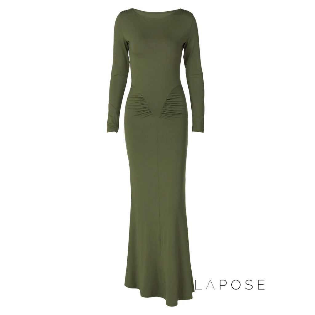 Mildred Pleated Long Sleeve Dress