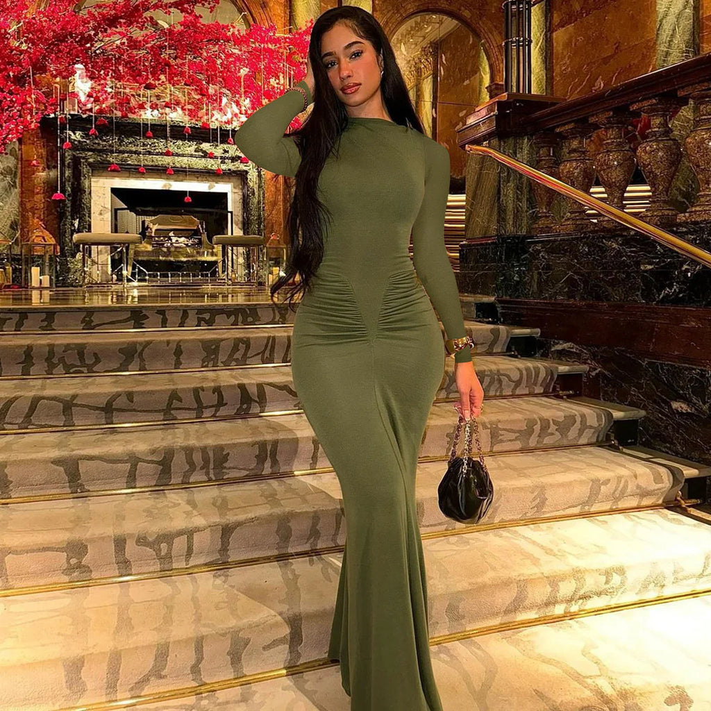 Mildred Pleated Long Sleeve Dress