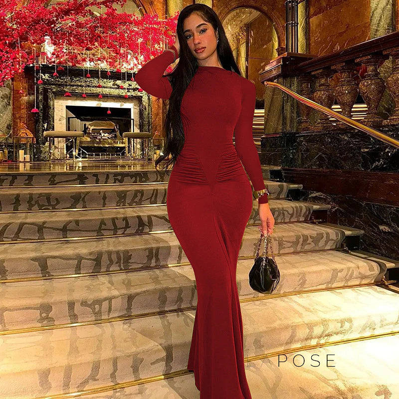 Mildred Pleated Long Sleeve Dress