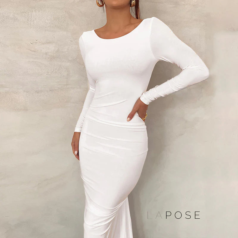 Mireille Backless Ruched Long Dress