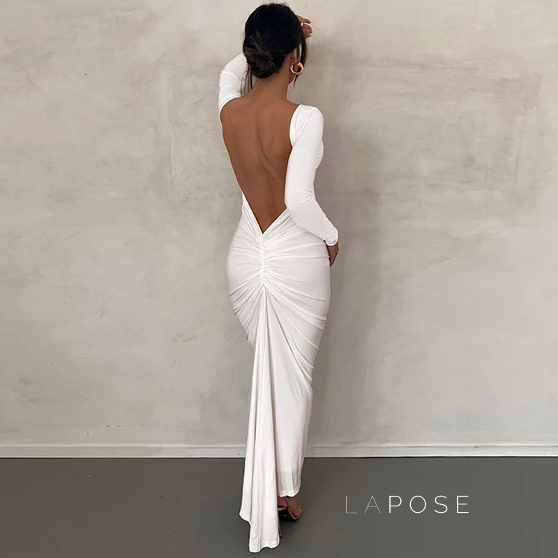 Mireille Backless Ruched Long Dress