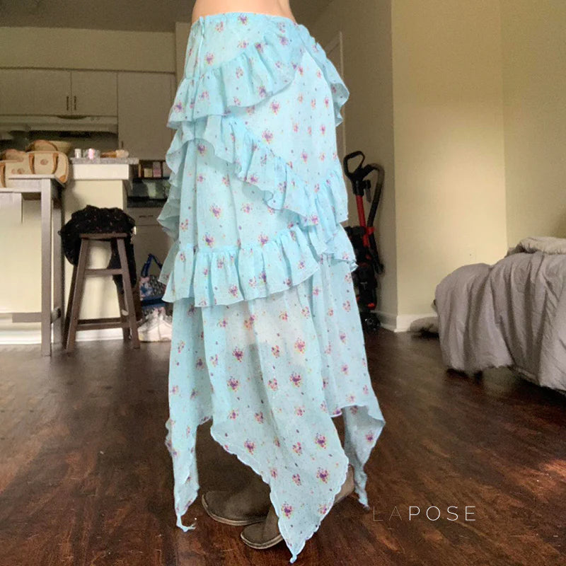 Moira Floral Ruffle Maxi Skirt