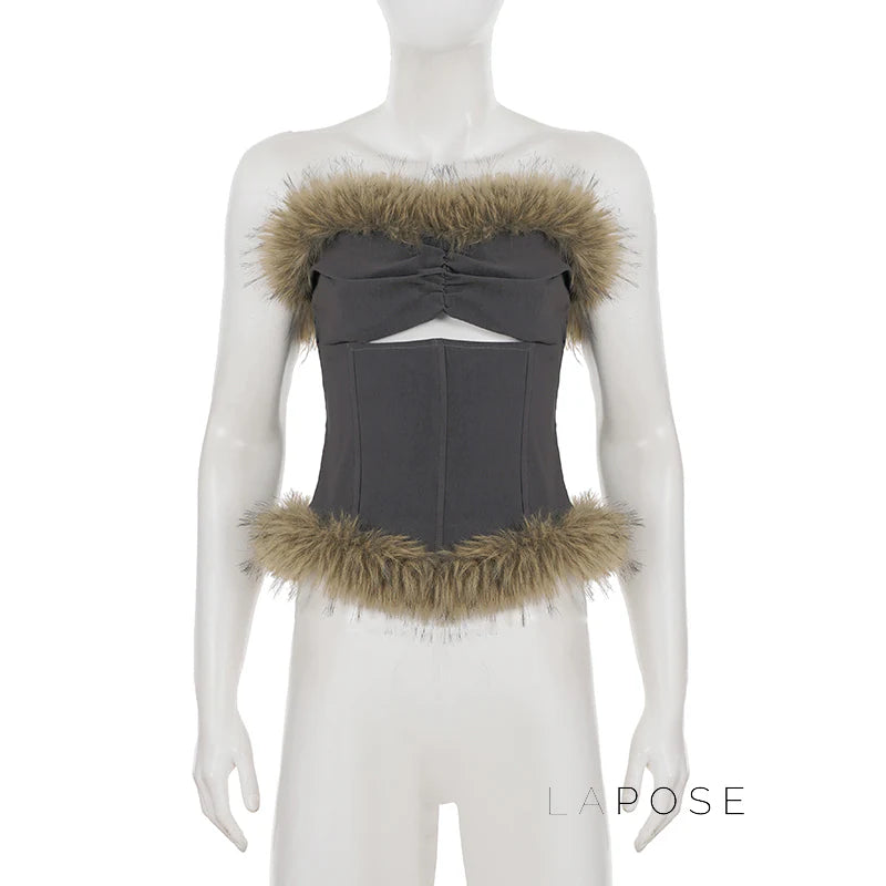 Montserrat Faux Fur Halter Top
