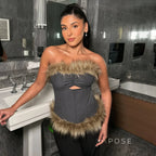Montserrat Faux Fur Halter Top