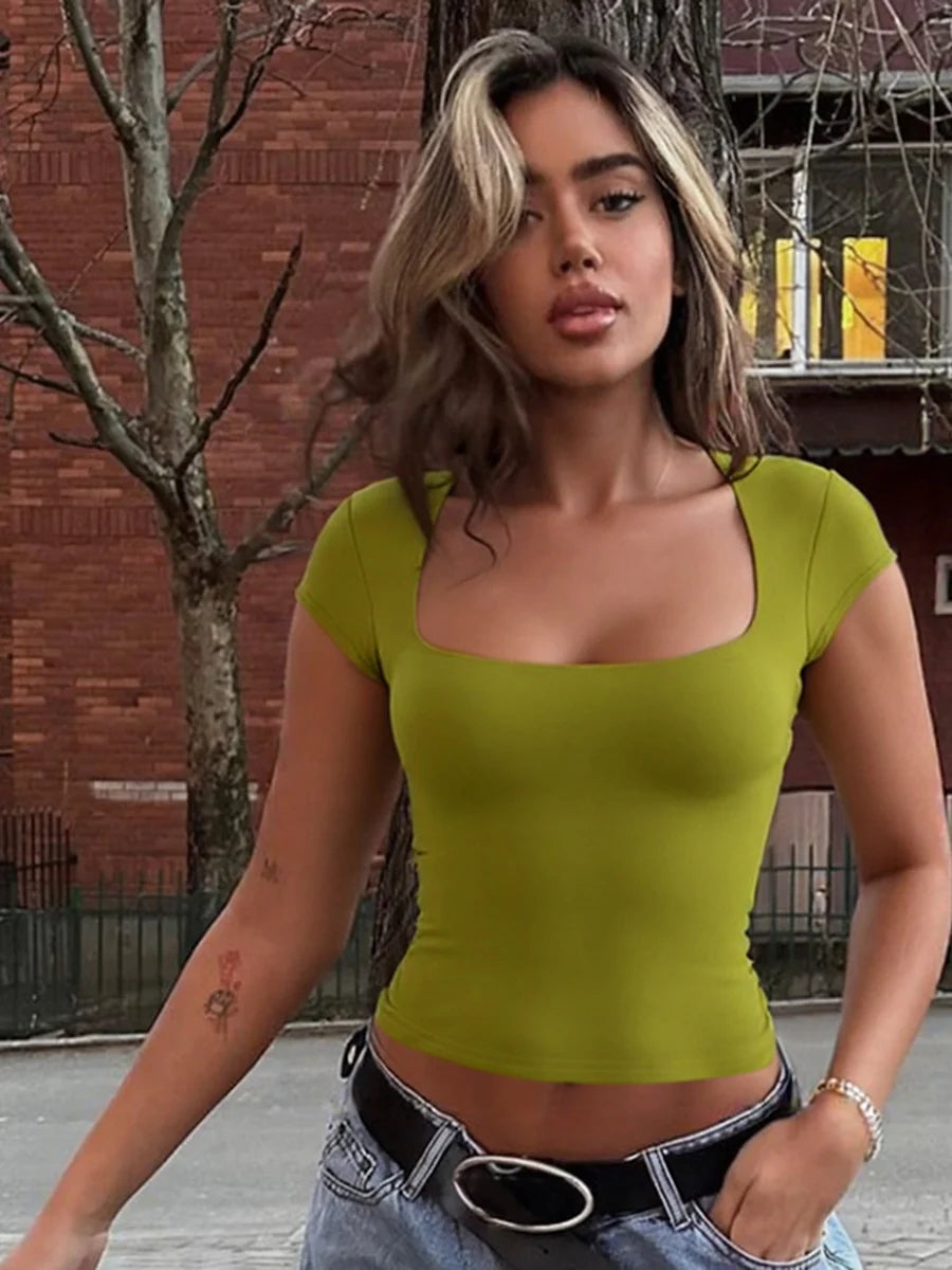 Nasra Flutter Sleeve Crop Top