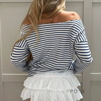 Natalyn Stripe Graphic Long Sleeve Top