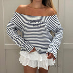 Natalyn Stripe Graphic Long Sleeve Top