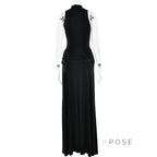 Nikole Mock Neck Ruched Maxi Dress