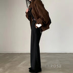 Nirvi Faux Suede Stand Collar Jacket