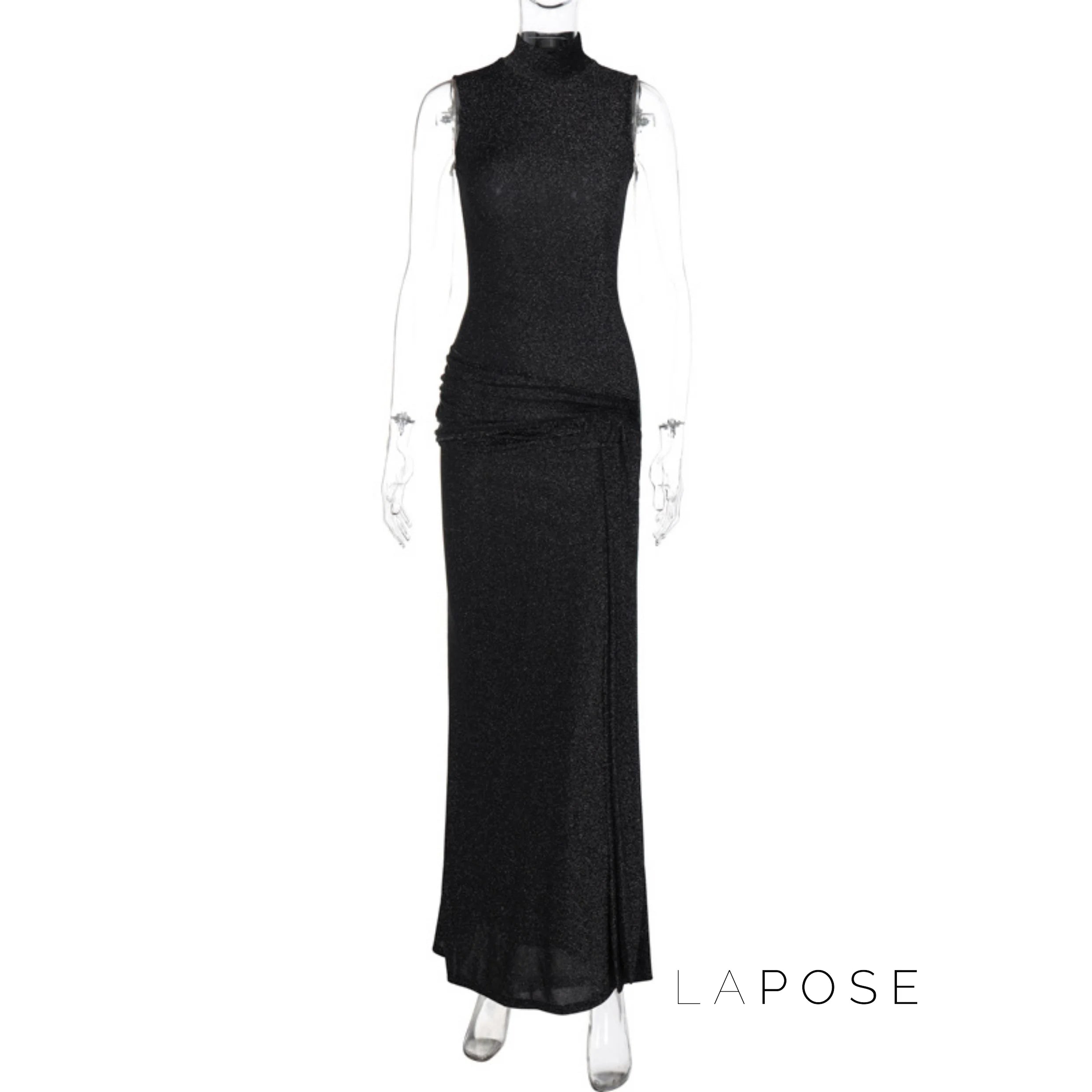 Niya Glitter High-Neck Maxi Dress