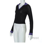 Nyla Contrast Trim V-Neck Top