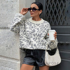 Payson Grey Leopard Knit Sweater