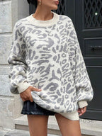 Payson Grey Leopard Knit Sweater