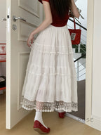 Payton White Tiered Lace Skirt