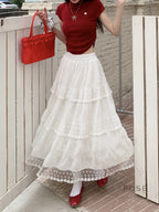 Payton White Tiered Lace Skirt