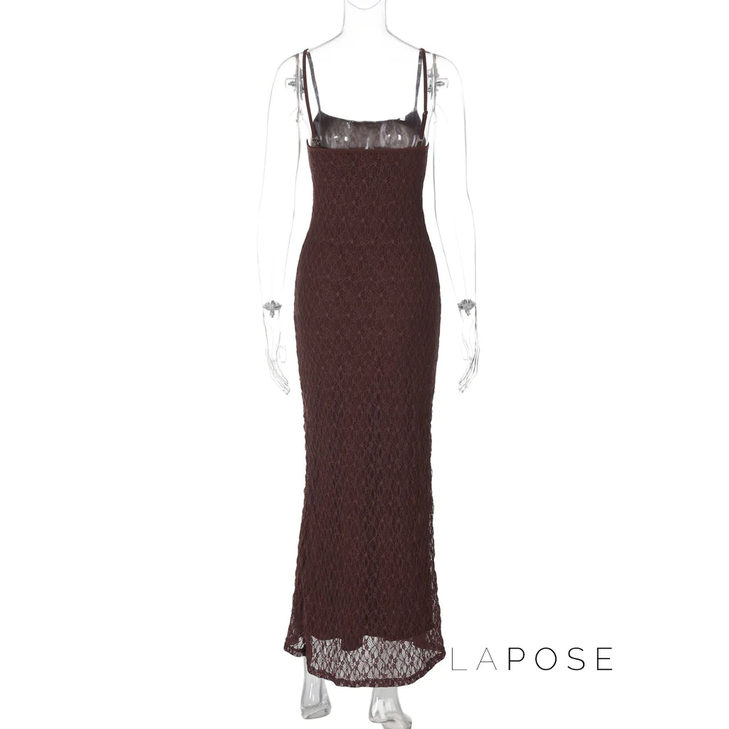 Philomena Lace Mesh Maxi Dress