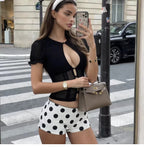 Polka Dot Mesh Two-Piece Short Set