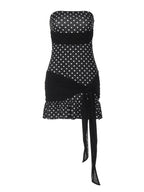 Polka Dot Patchwork Tube Mini Dress