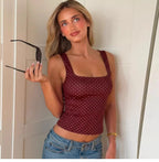 Polka Dot Square Neck Crop Top