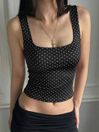 Polka Dot Square Neck Crop Top