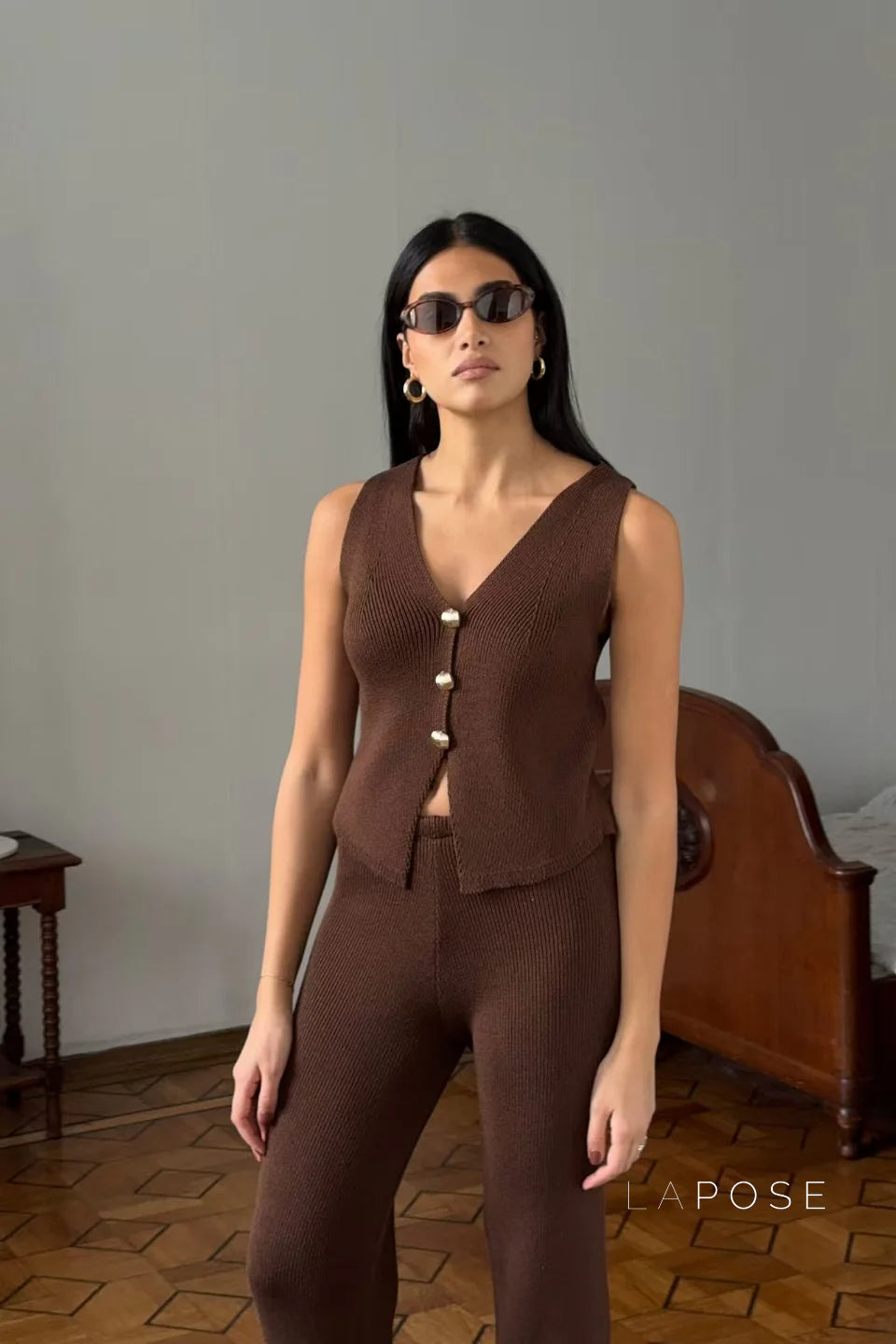Raylee Knit V-Neck Pant Set