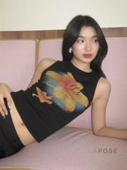 Razan Abstract Print Crop Top