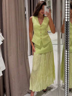 Renee Button Midi Skirt Set