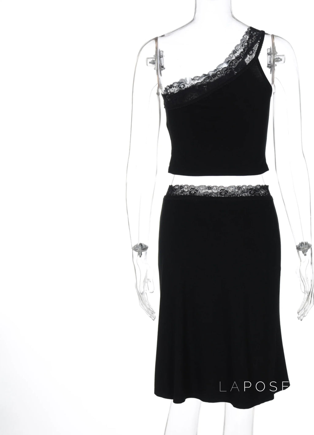 River One-Shoulder Lace Skirt Set