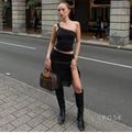 River One-Shoulder Lace Skirt Set