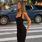 Ruched Mesh Halter Maxi Dress