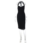 Ruched Mesh Halter Maxi Dress