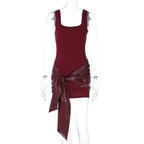 Ruched Square Neck Mini Dress