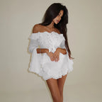 Ruffle Trim Off-Shoulder Skirt Set