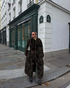 Ryann Spotted Lapel Faux Fur Coat