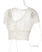 Rylann Lace Button Crop Top