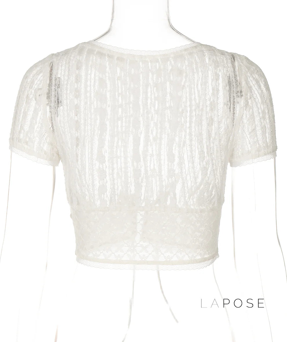 Rylann Lace Button Crop Top