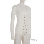 Saachi Button-Up Knit Top