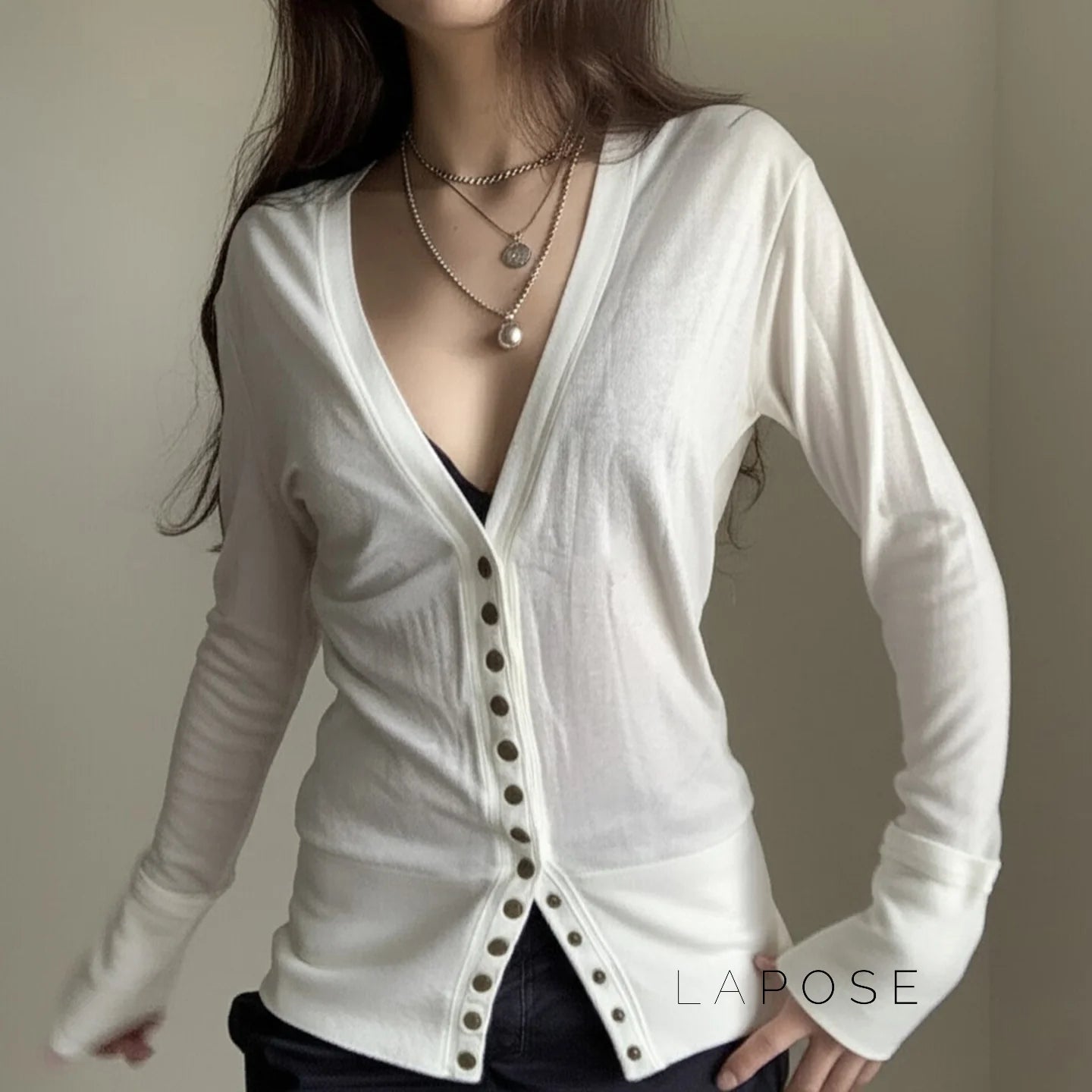 Saachi Button-Up Knit Top
