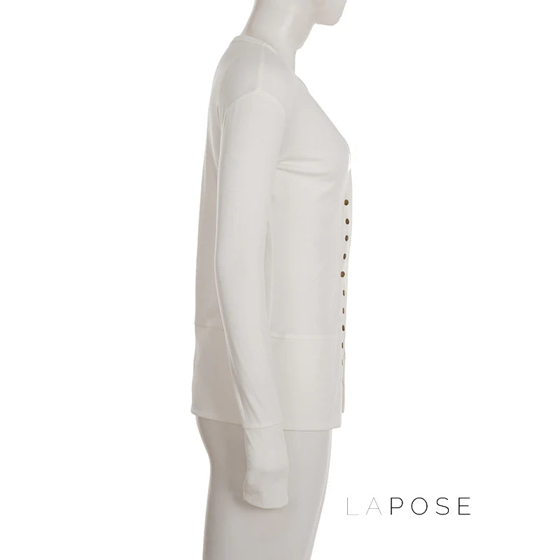 Saachi Button-Up Knit Top