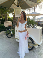 Saray Embroidered Cutout Skirt Set