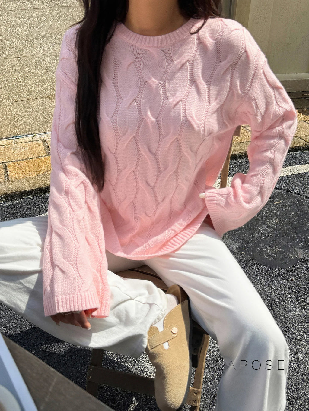 Sariya Solid Knit Crewneck Sweater