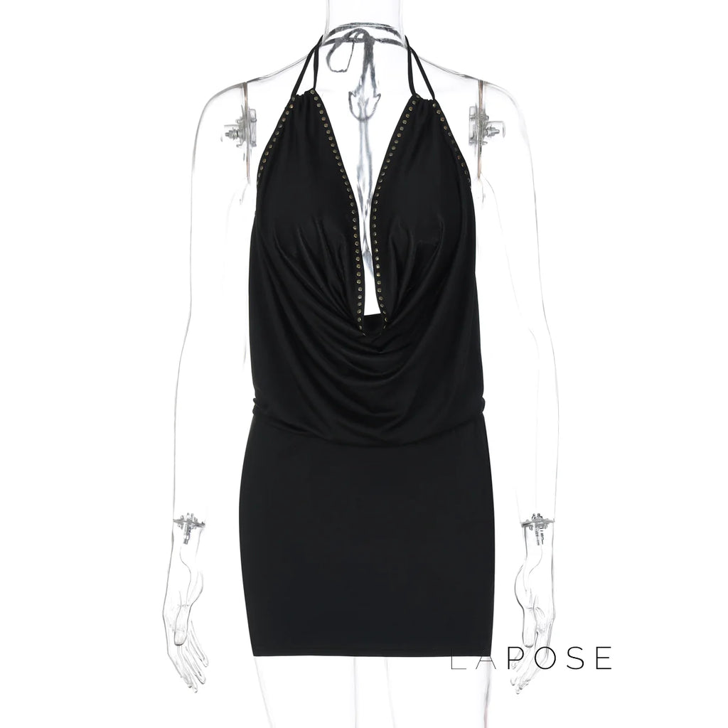 Serina Studded Halter Mini Dress
