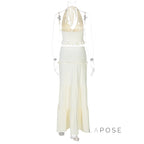 Shawna Twisted Halter Maxi Skirt Set