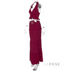 Shawna Twisted Halter Maxi Skirt Set
