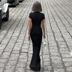 Susanna Deep V Ruched Maxi Dress