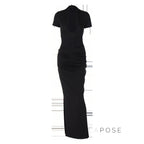 Susanna Deep V Ruched Maxi Dress