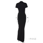 Susanna Deep V Ruched Maxi Dress
